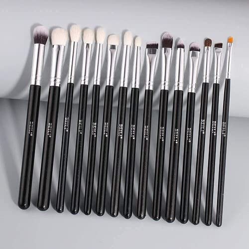 BEILI Professional Makeup Brush Set,Natural Goat Hair Premium Synthetic Kabuki Foundation Face Powder Highlighter Blush Concealer Eye Shadow Blending Eyeliner Make Up Brush (E15, 15 PCS SET) - Image 3