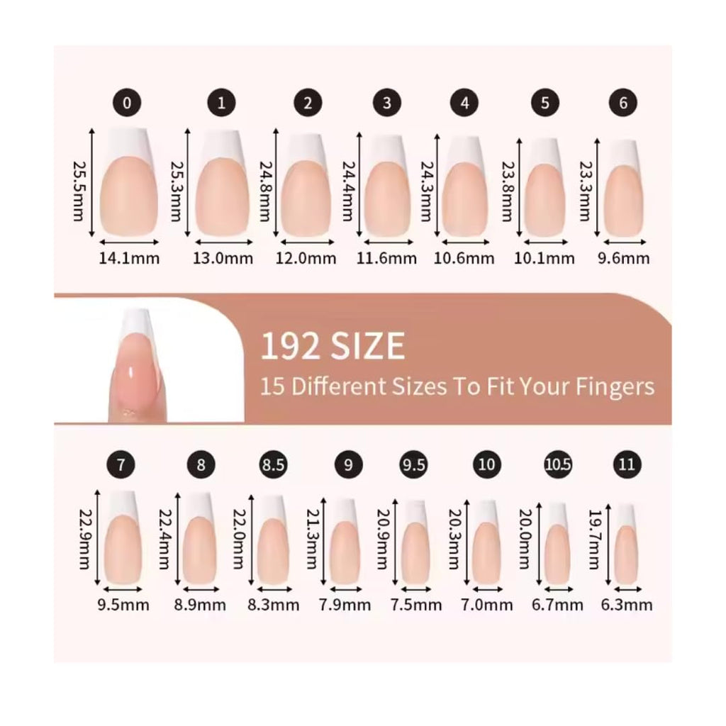 NAILWIND 216Pcs White French Tip Press on Nails Almond Shape Fake Nails, Artificial Nails Extensions Combo in 9 Colors, Full Cover Glossy Nude False Nails Acrylic Nails for Women Girls Finger Nails Design - Image 3