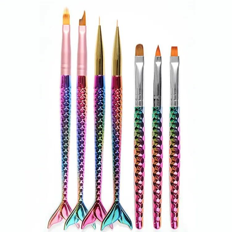 NAILWIND Mermaid Nail Art Brushes 7 Pcs, Nail Brush Pen,Gradient Mermaid Kit Easily Draw Various Design,Work Can be Done Easily at Home