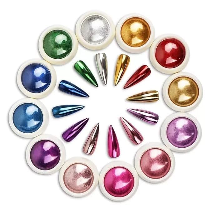 NAILWIND Mirror Chrome Nail Powder Set - 12 Colors Metallic Holographic Chrome Nail Powder Purple Green Red Rose Gold Nail Chrome Powder for Gel Nails Manicure Nail Art Chrome Powder Gifts for Women - Image 9