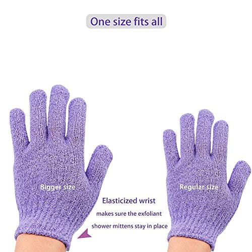 COSLUXE Double Sided Exfoliating Gloves Body Scrubber Scrubbing Glove Bath Mitts Scrubs for Shower, Body Spa Massage Dead Skin Cell Remover, for Men,Women and Children (1 Pairs) - Image 4