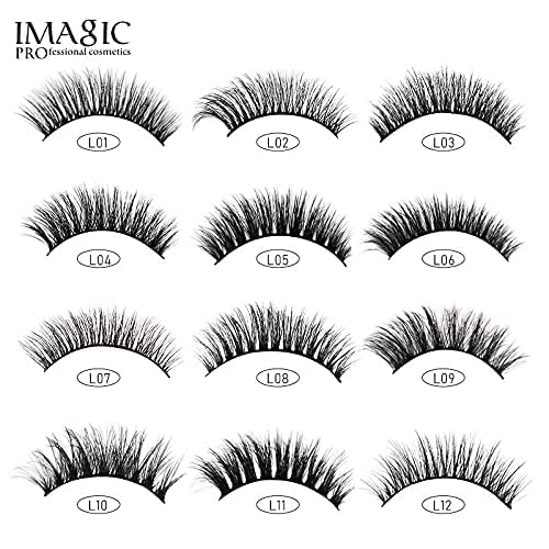 Imagic PROfessional Synthetic Fibers False Eyelashes, Natural & soft 100% Handmade 3D Eyelashes Pack 10 Pairs of 1 box - Image 2