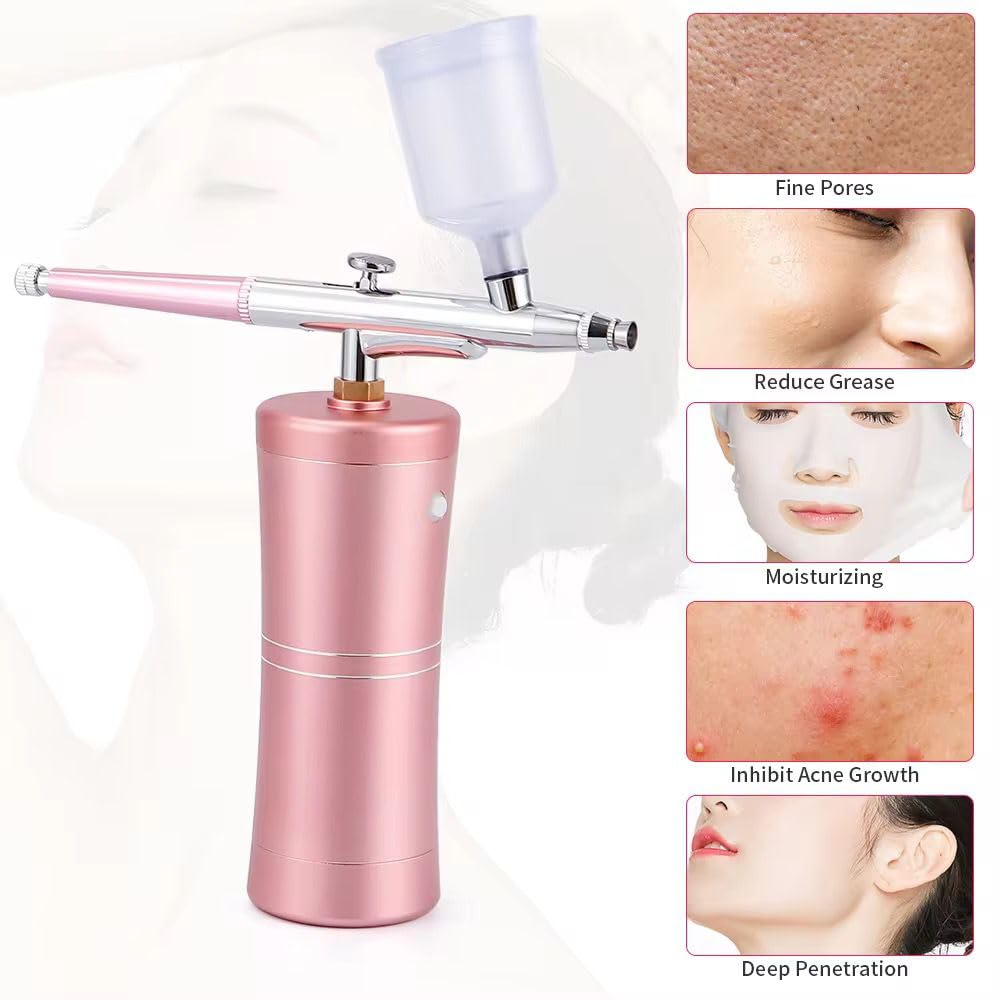 COSLUXE Air brush Set, Professional Facial Makeup Airbrush Gun Kit, USB Rechargeable Air Brush Pen for Makeup Skin SPA Art Nail Painting Tattoo Manicure Cakes DIY, with 3 Capacity Cups - Image 5