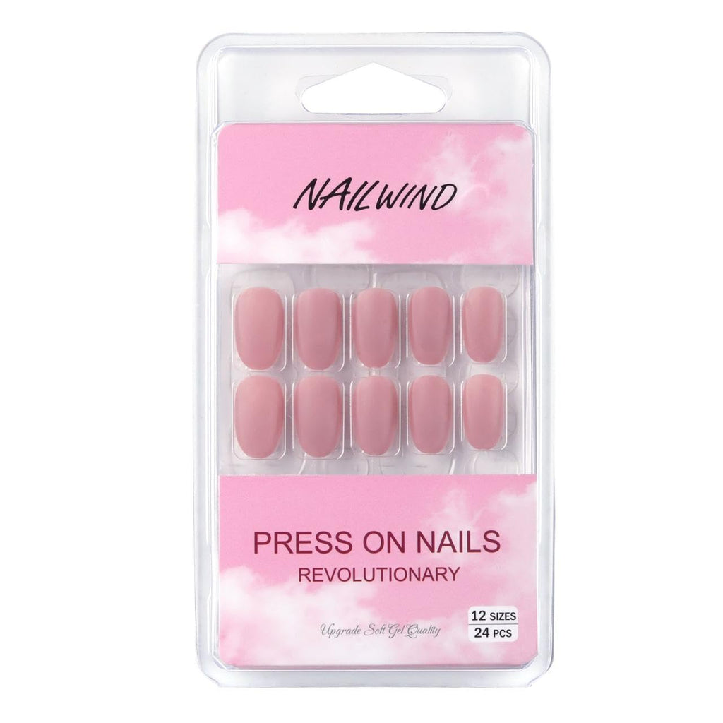 NAILWIND 24pcs Press on Nails | Matte Natural French Short False Nails | Acrylic Full Cover Nails | Natural Fake Nails Delicate & Comfortable for Women and Girls (V-31) - Image 5