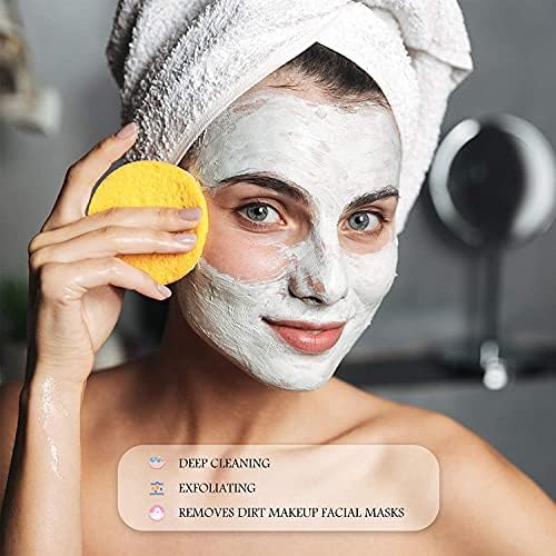 Cosluxe 24 Pcs Facial Sponge Compressed Face Cleansing, Facial Sponge Compressed Makeup Remover Cleaning Puff Pads Makeup Removal puff Pads Exfoliating Wash Round Face yellow - Image 9