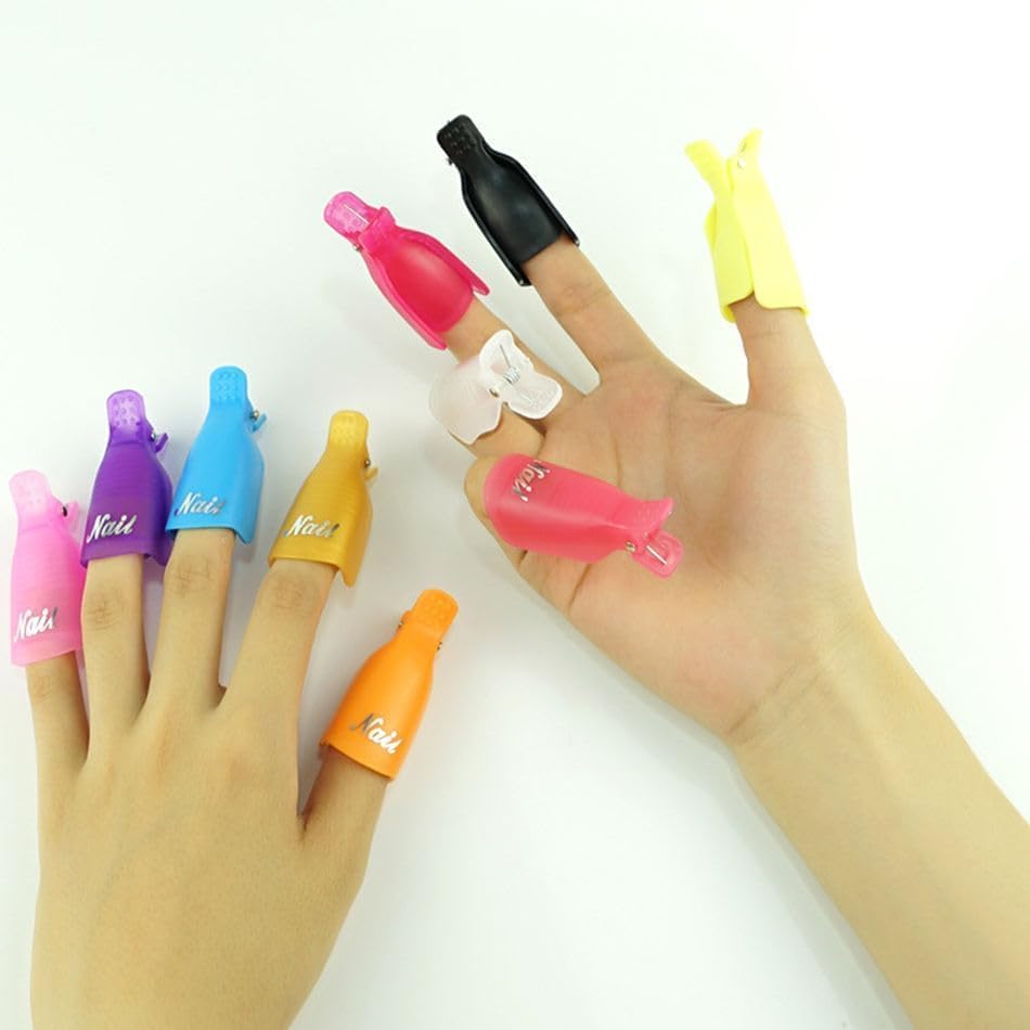 NAILWIND Nail Polish Remover Clips 10Pcs Professional Plastic Acrylic Nail Art Polish Remover Clips UV Gel Wrap Cleaner Soak Off Cap Clip - PINK - Image 9