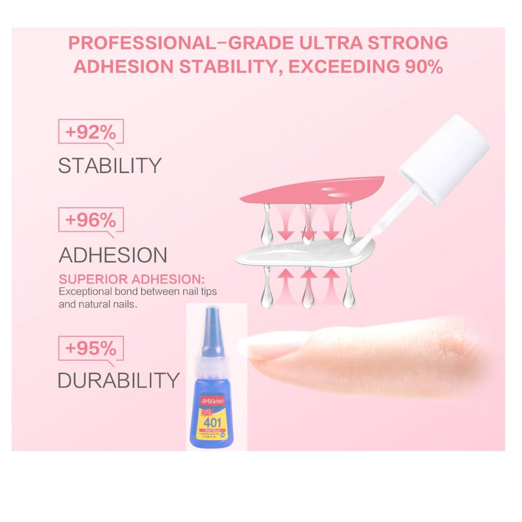 NAILWIND Brush On Nail Glue for Press On Nails, 401 Extra Strong Nail Glue for Acrylic Nails Fake Tips, Waterproof for Long Lasting Bond, Professional 1 PCS - Image 8