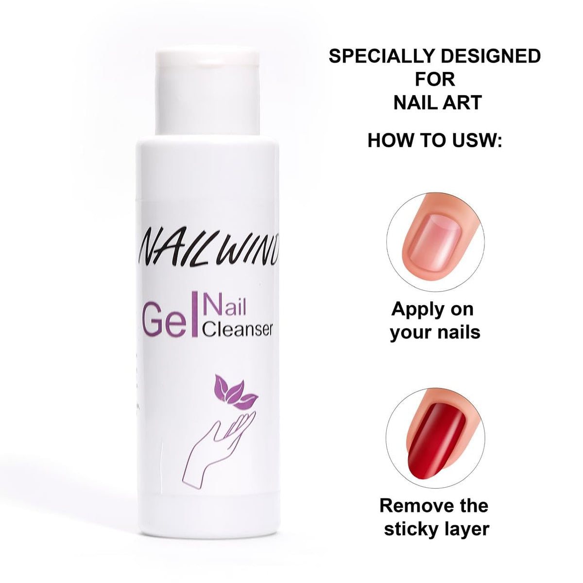 NAILWIND UV Nail Gel Cleanser for Nails, Finishing Wipe Sticky Residue Remover Cleanser Cleaner 100ml Nail Surface Cleanser for Gel Nails,Nail Cleaning Solution for UV Polish - Image 3