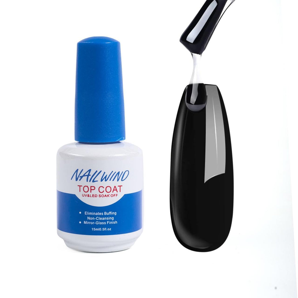 NAILWIND Gel Polish No Wipe Gel Top Coat - Clear Color Top Coat Gel Nail Polish Shine Finish and Long Lasting, Soak Off Nail Lamp, 15ml Gift for Girls - Image 2