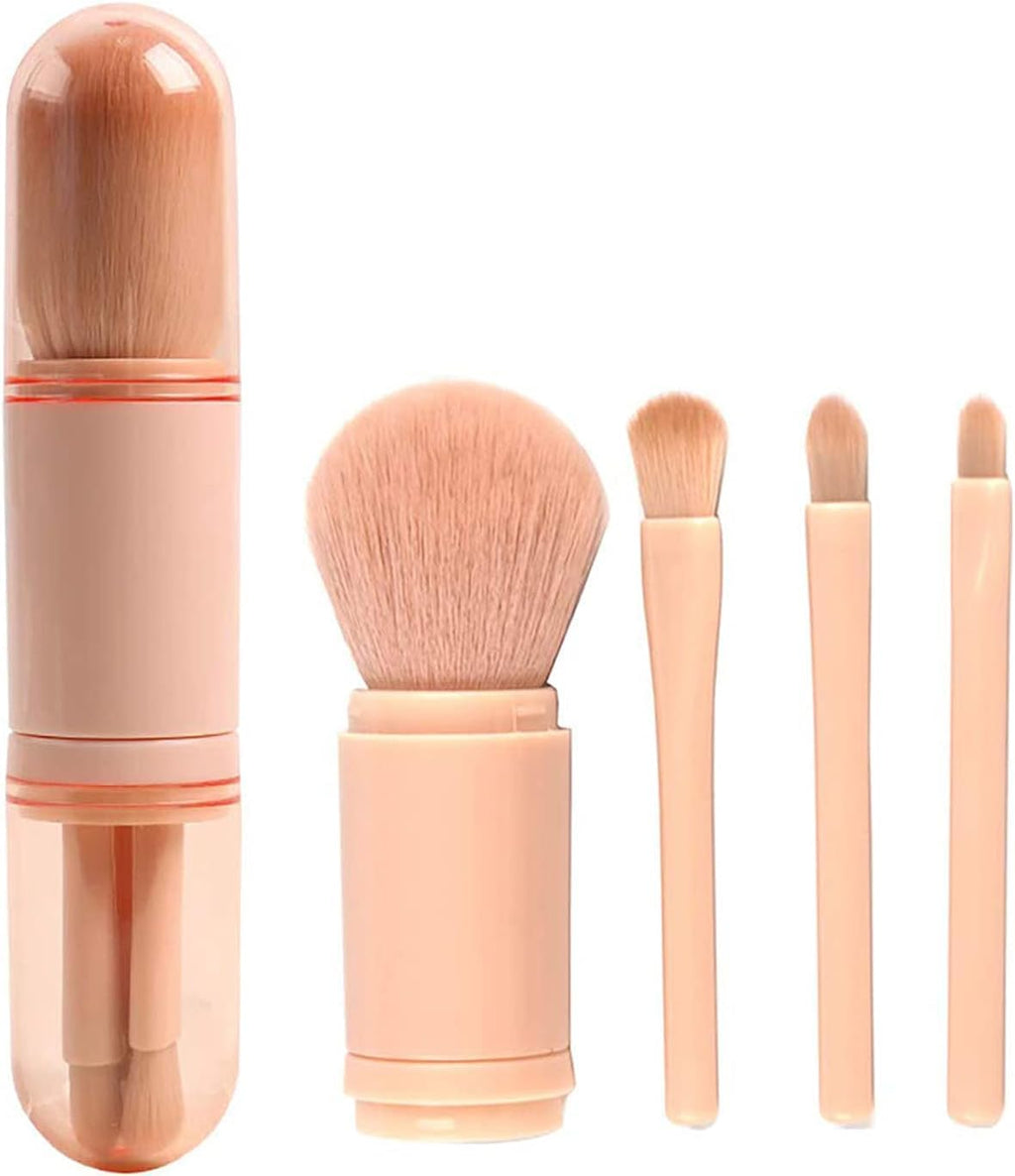 COSLUXE 4 in 1 Travel Makeup Brushes Set, Portable Retractable Professional Foundation Blush, Small Powder, Eye Shadow, Concealer,Make Up Brush Set - Image 3