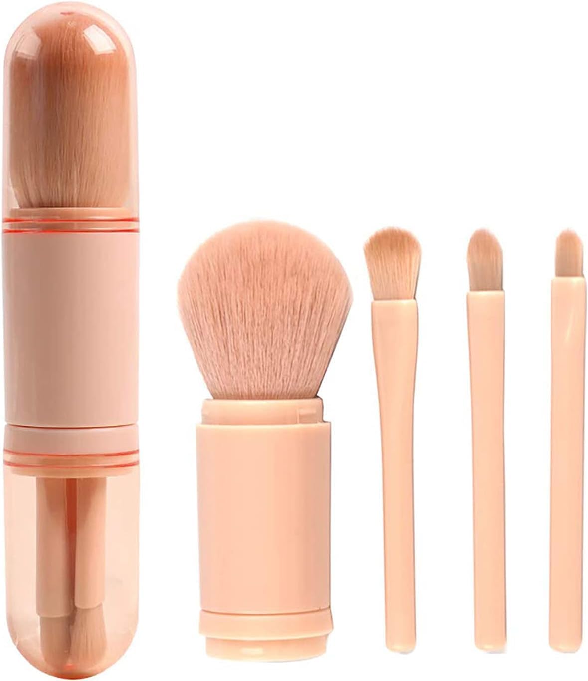 COSLUXE 4 in 1 Travel Makeup Brushes Set, Portable Retractable Professional Foundation Blush, Small Powder, Eye Shadow, Concealer,Make Up Brush Set - Image 3