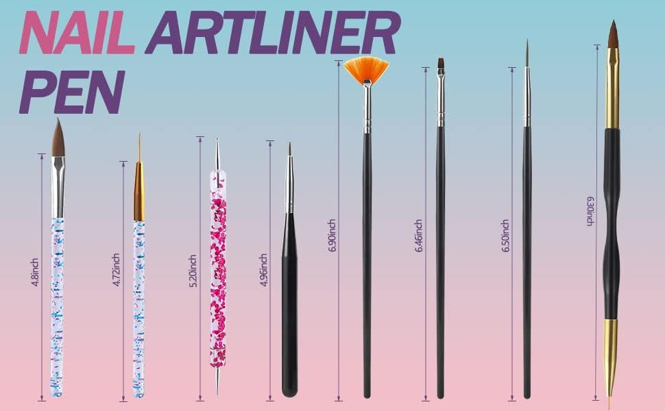 NAILWIND 31pcs Nail Art Brushes,Nail Art Tool Set,Nail Dotting Tools,Nail Dust Brush,Striping Nail Art Brushes for Long Lines,Nail Drawing Pen For Nail Design.,Nail Art Design Tools - Image 7