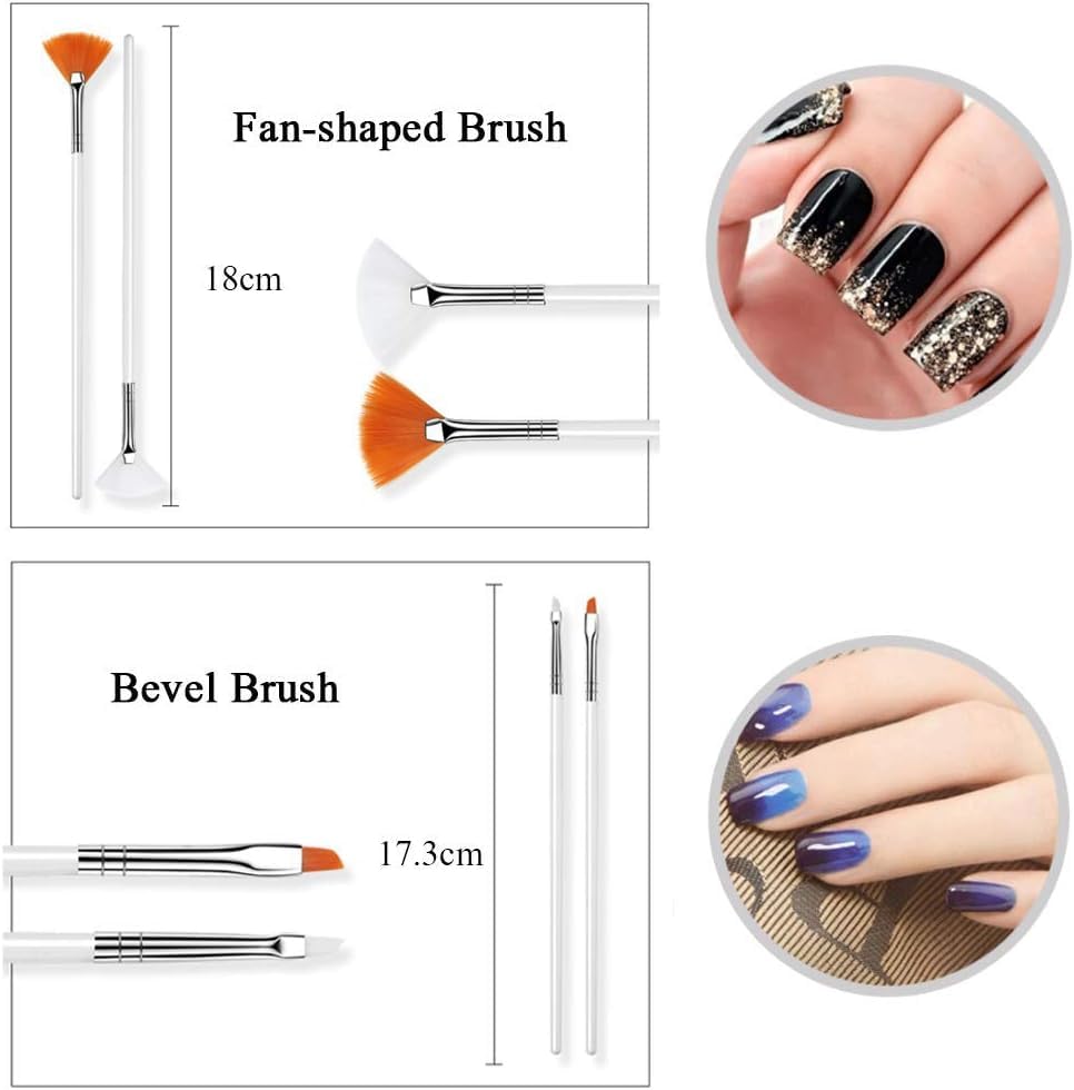 NAILWIND 23 pcs Nail Art Brushes, Nail Art Design Painting and Drawing UV Polish Brush Tool Kit, 15 pcs Nail Art Brushes Kit with 5 pcs Nail Dotting Pens, 3Pcs Nail Art Brushes Fine Liner Multicolored - Image 7