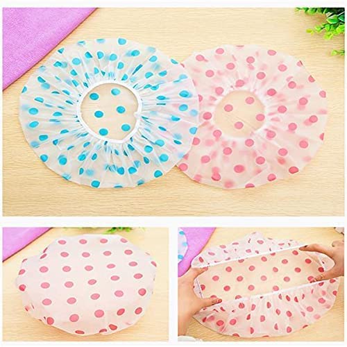 Cosluxe Shower Caps, 3 Pcs Waterproof Bath Caps Plastic Reusable Shower Caps Elastic Band Bath Hair Hat for Women Men Kids - Image 3
