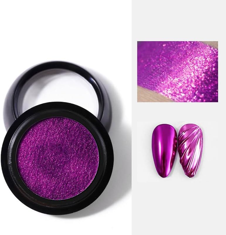 NAILWIND Pink Purple Colors Chrome Nail Powder Set, Reflective Glitter Metallic Mirror Effect for Nails Art Design 3D Holographic Silver Rose Gold Pigment 1- PCS - Image 2