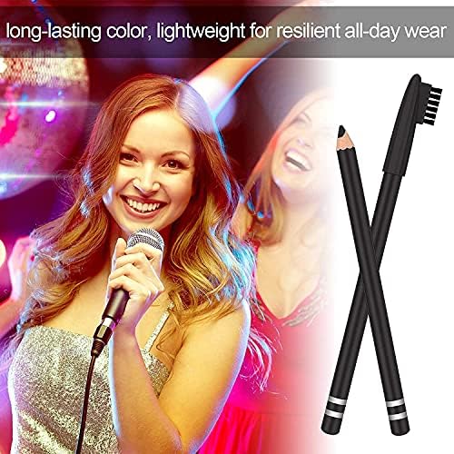 COSLUXE PROFESSIONAL 2pcs Long Lasting WaterProof Eyebrow Pencil with Brush Black & Dark Brown - Image 2