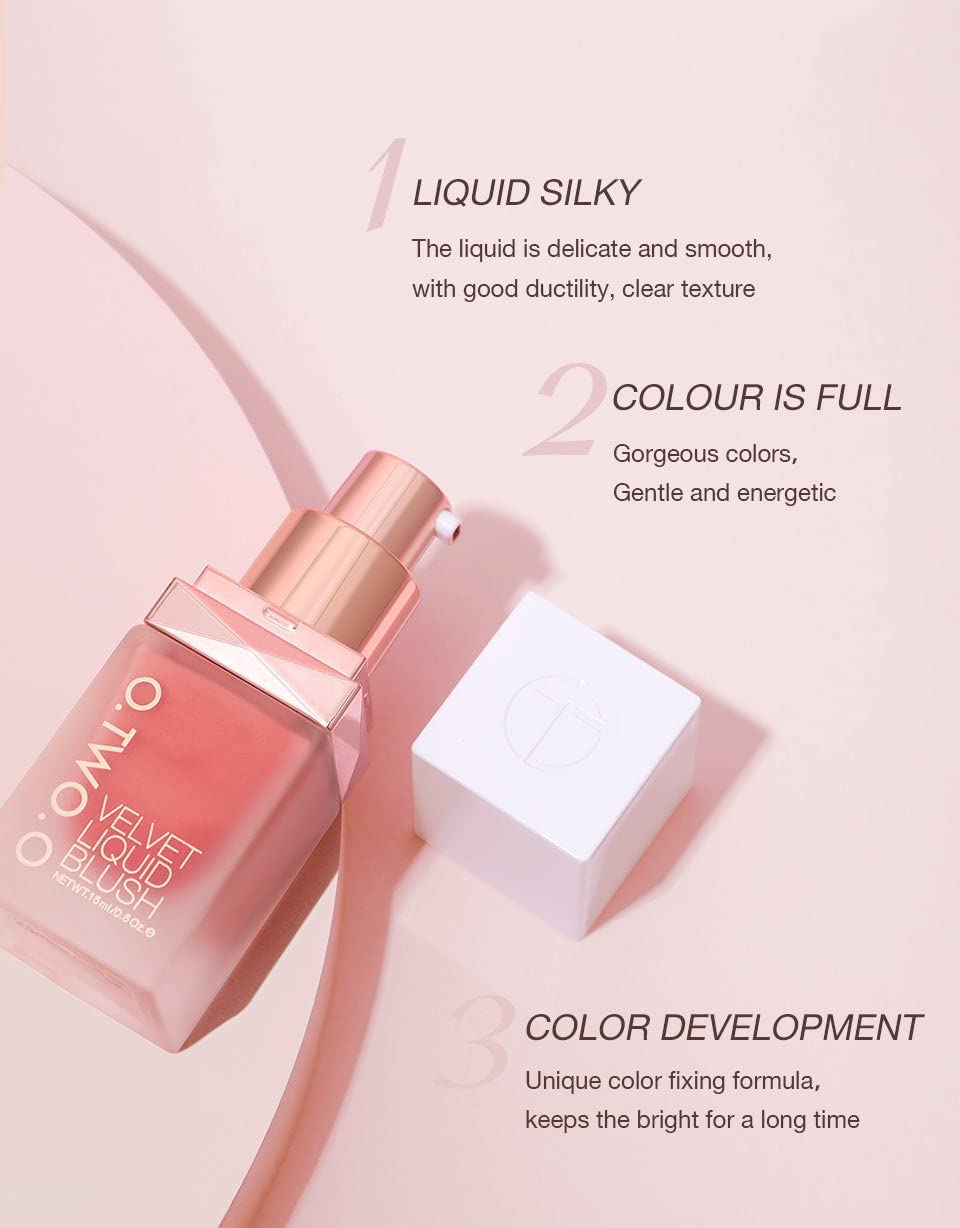 COSLUXE O TWO O Velvet Liquid Blush,Face Blusher,Long-lasting Makeup Blush,15g 03-ROSE BENGAL - Image 5