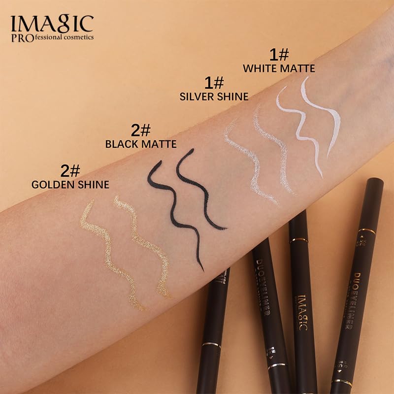 COSLUXE IMAGIC Long Lasting Double-ended Duo Eyeliner (01 - SILVER SHINE & WHITE MATTE) - Image 3