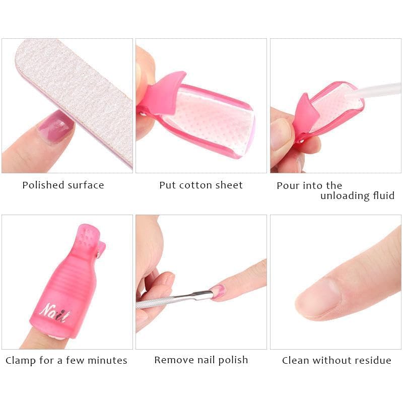NAILWIND Nail Polish Remover Clips 10Pcs Professional Plastic Acrylic Nail Art Polish Remover Clips UV Gel Wrap Cleaner Soak Off Cap Clip - PINK - Image 3