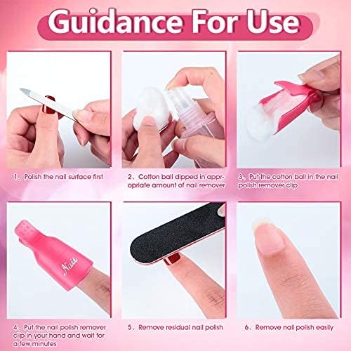 NAILWIND Nail Polish Remover Clips 10Pcs Professional Plastic Acrylic Nail Art Polish Remover Clips UV Gel Wrap Cleaner Soak Off Cap Clip Multicolour - Image 9