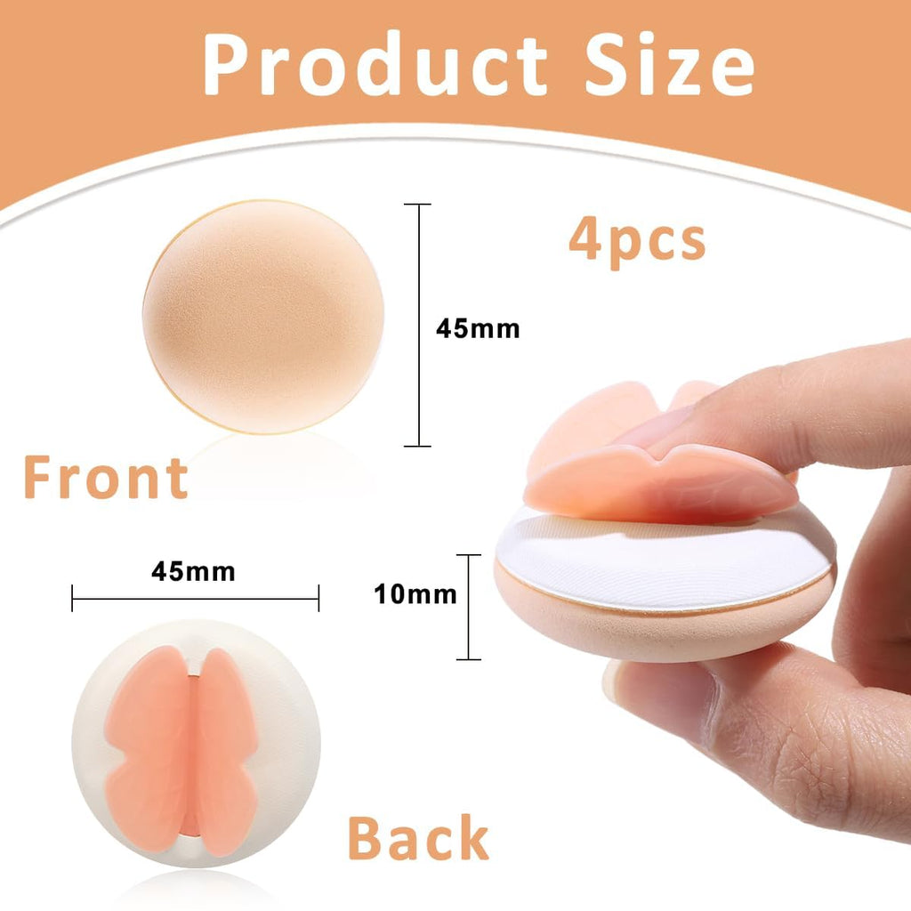 COSLUXE Professional Butterfly Makeup Sponge,4Pcs Powder Puff with Box,Makeup Sponge Puff, Round Makeup Puff Foundation Blender Sponge, Dry & Wet Use Powder Puff - Image 2