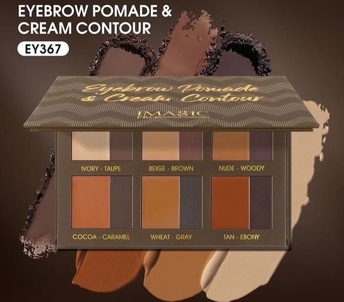 IMAGIC Eyebrow Pomade Palette, Cream Contour 6 Dual-Shade, Professional Cream Contour Kit,12.96g - Image 4