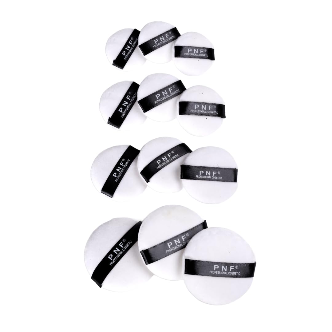 PNF PROFESSIONAL Makeup Powder Puff with Strap | Ultra Soft Washable | Pure Cotton Round Makeup Puff | for Loose Powder Mineral Powder for Woman Girl, Small Size (WHITE, 2 PCS) - Image 9