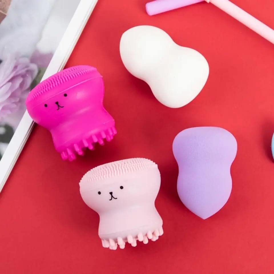 COSLUXE Octopus Silicone Facial Cleansing Brush 1 Pcs, Makeup Sponge 1 Pcs,Facial Scrubber for Deep Cleaning,Exfoliating,Makeup Remover,Massage Multicolour - Image 2