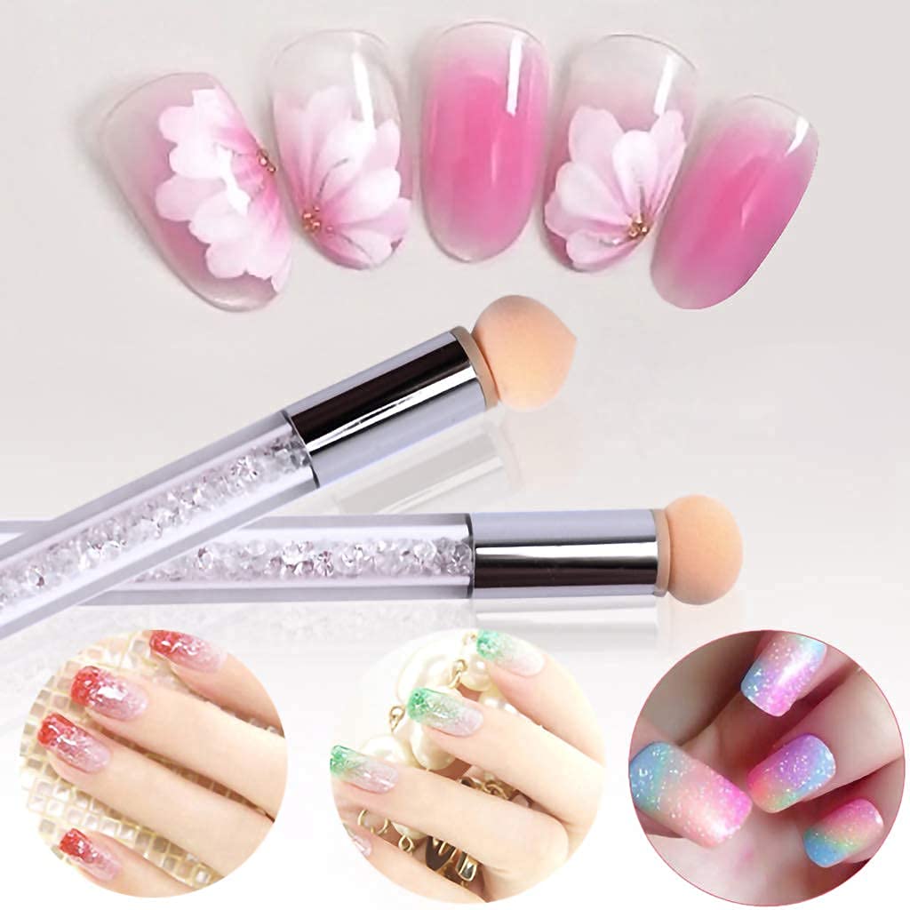 Cosluxe Sponge Nail Art Tool Pen Dual Head Nail Sponge Brush Picking Dotting Gradient Ombre Nail Pen Brush with 4 Replacement Heads - Image 2