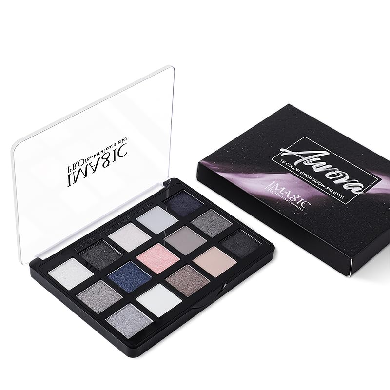 IMAGIC 15 Color Aurora Eyeshadow Palette, Eyeshadow Matte Shimmer Finish Make up Palette Highly Pigmented - Multicolor 15x1.2g - Image 3