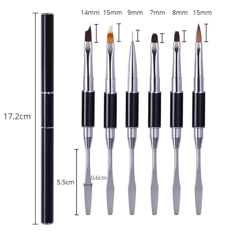 NAILWIND Dual-Ended Poly Nail Gel Brush and Picker 6 Pcs Set, 2 In 1 Design Nail Brush Gel Nail Tool for Poly UV Gel Acrylic Nails Extension - Image 8