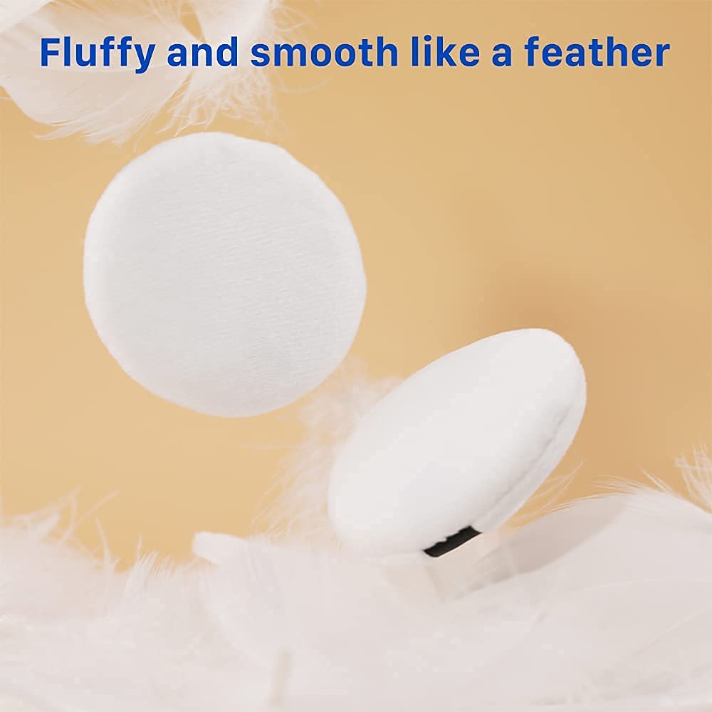Cosluxe Pro Powder Puff, 3 Pcs Ultra Soft Washable Velour Fluffy Body Powder Puffs with Ribbon, Pure Cotton Round Makeup Puff, for Loose Powder Mineral Powder Body Powder, White Midiam - Image 5
