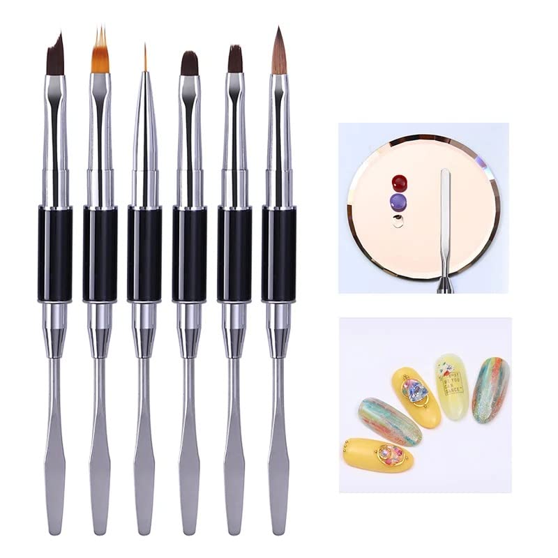 NAILWIND Dual-Ended Poly Nail Gel Brush and Picker 6 Pcs Set, 2 In 1 Design Nail Brush Gel Nail Tool for Poly UV Gel Acrylic Nails Extension - Image 2