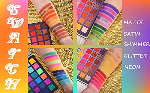 COSLUXE UCAN BE Exo tic Flavors Neon Eyeshadow Makeup Palette, 48 Colorful High Pigmented - Rainbow Glitter Eye Shadow Make Up Pallete, Multicolor, Shimmery, Satin & Matte Finish - Image 8