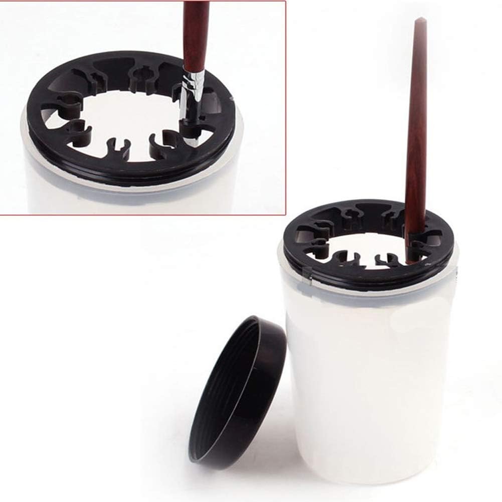 NAILWIND Nail Art Brush Cleaner Cup, Black Plastic, Multiple Size Slots, 8 Brushes, Screw Lid, UV Gel Pen, Acrylic Brushes, Cleaner Pot, 1 Pcs - Image 6