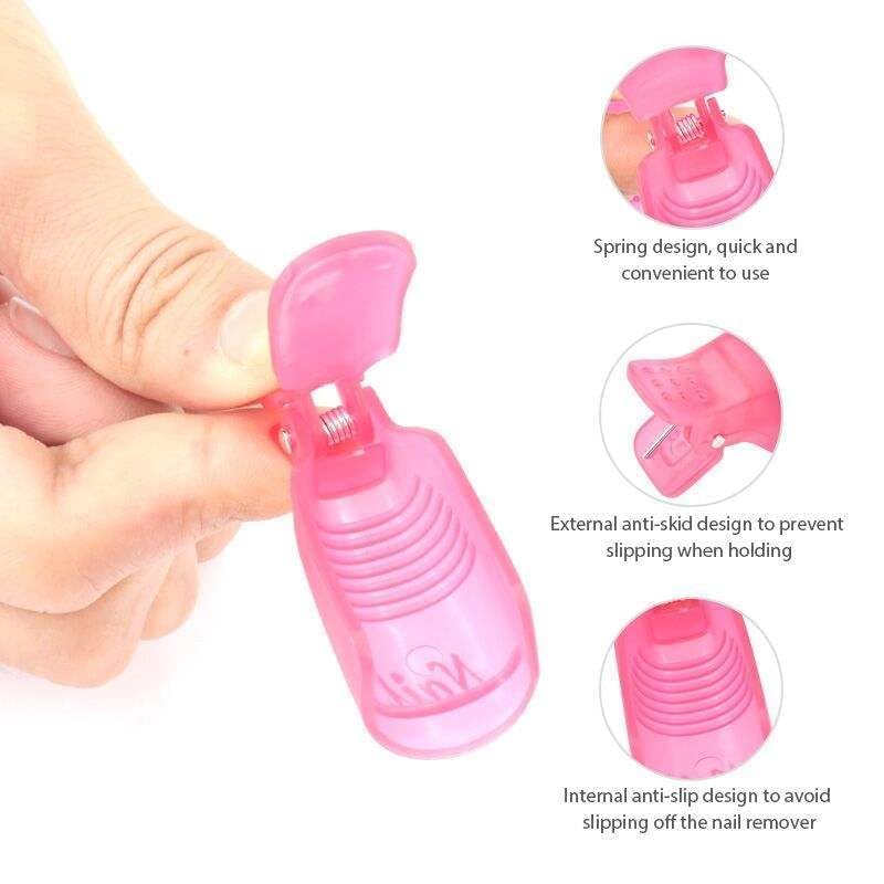 NAILWIND Nail Polish Remover Clips 10Pcs Professional Plastic Acrylic Nail Art Polish Remover Clips UV Gel Wrap Cleaner Soak Off Cap Clip - PINK - Image 2