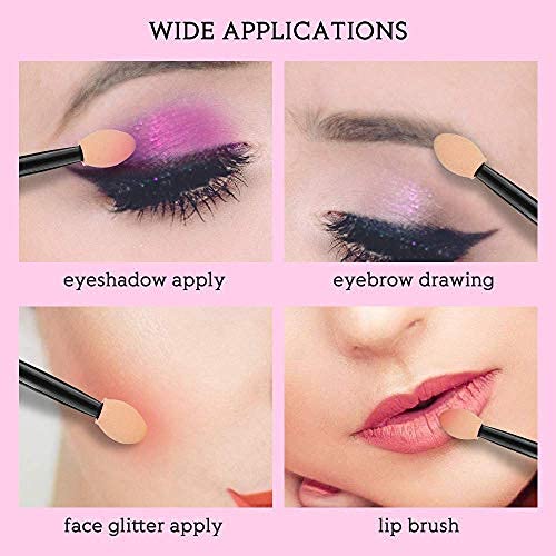 COSLUXE Eyeshadow Applicators, 10 pcs Disposable Double Sided Oval Eyeshadow Brush Sponge Applicator Disposable Sponge Brush Eye Makeup - Image 3