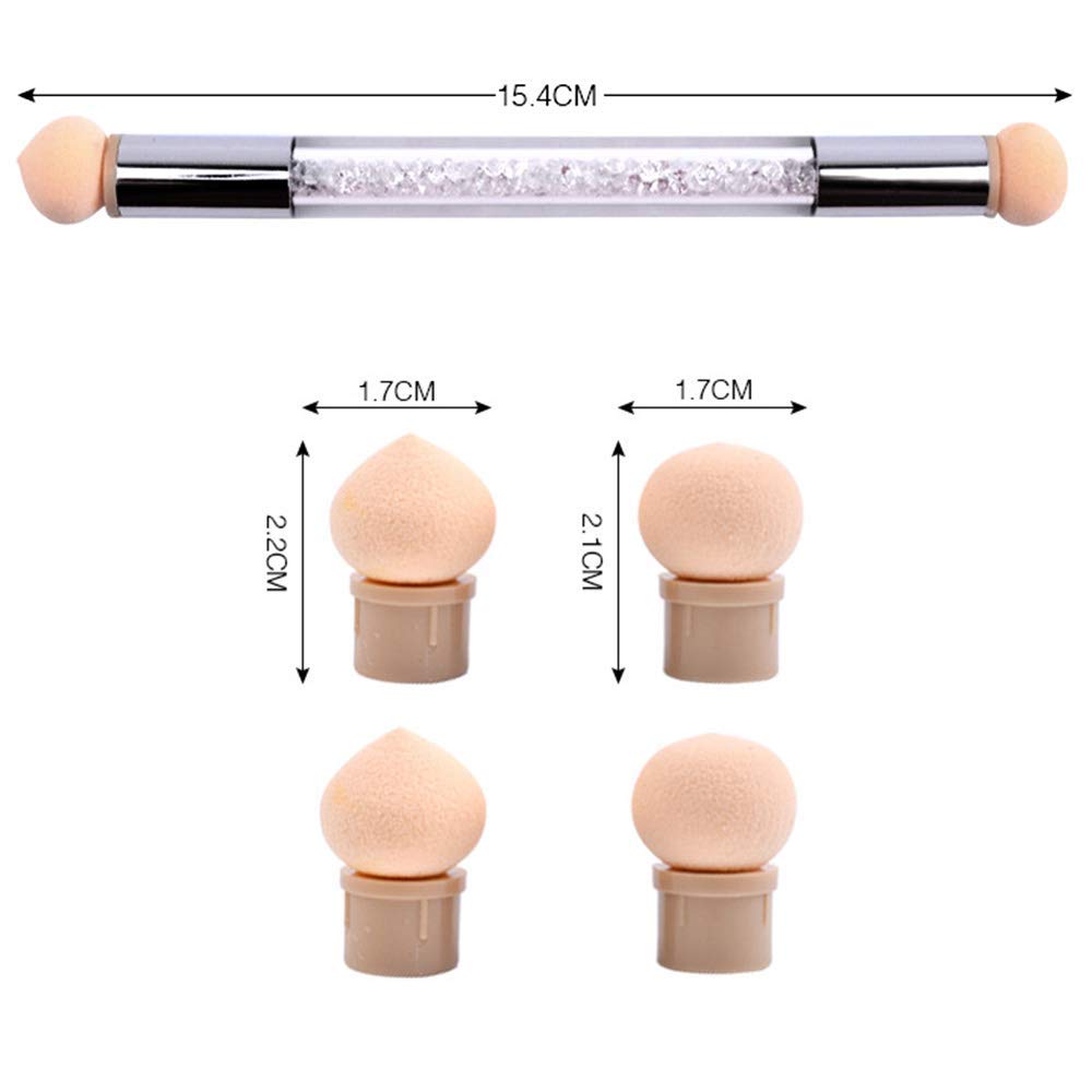 NAILWIND 3 Pcs Ombre Nail Art Brush Set Wooden Gel Builder Brush Double Head Nail Gradient Shading Pen With 4 Replaceable Sponge Heads Manicure Tools - Image 6