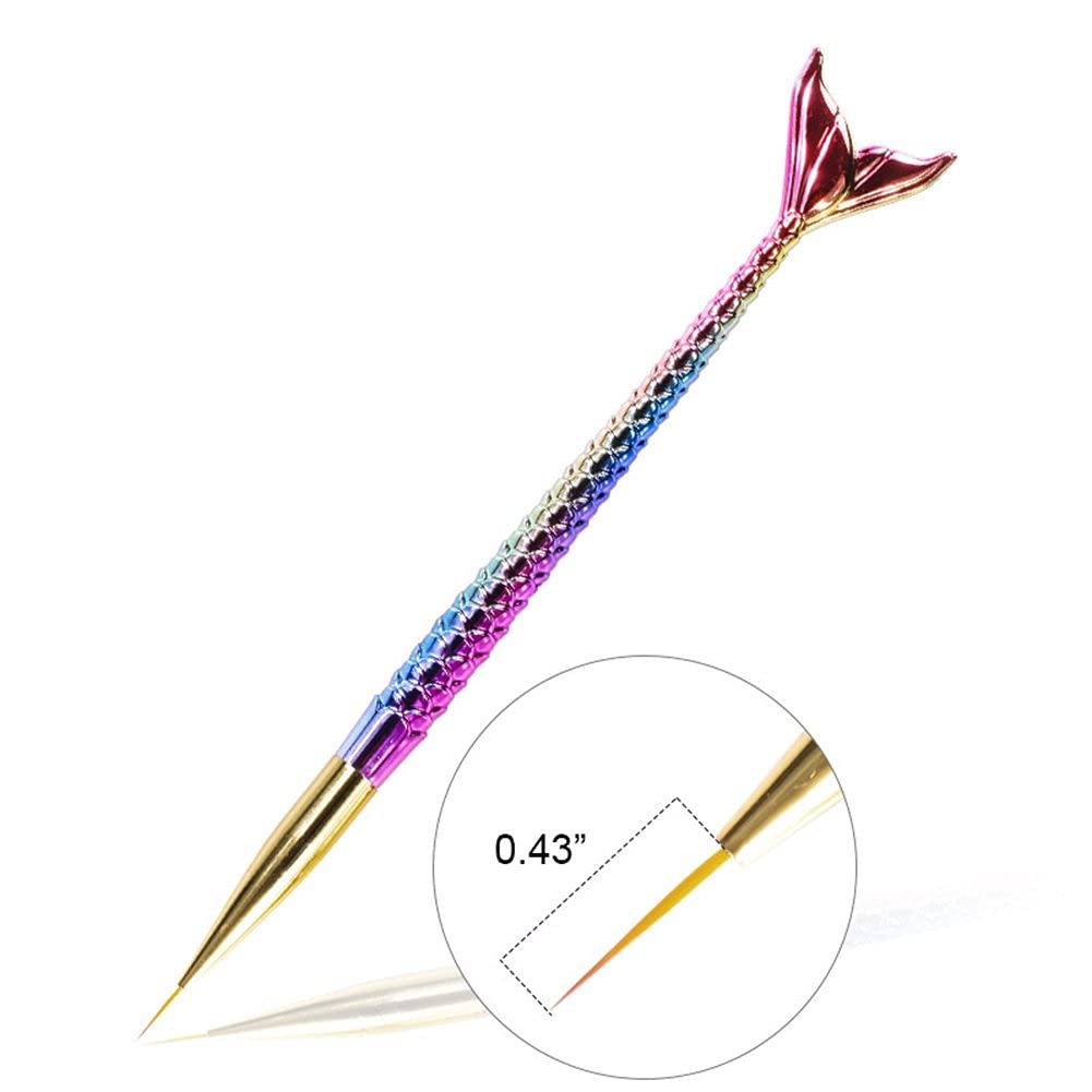 NAILWIND Nail art liner brushes, 3Pcs/Set Nail Art Brush Set Fine Line Painting Pens With Mermaid Color Fish Shape Handle 3 Size Nail Art Liner And Striping Brushes Kit - Image 6