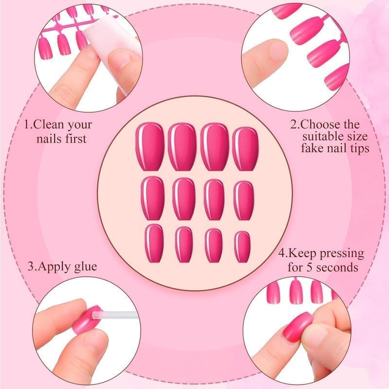 NAILWIND 24 Color Press On Nails Fake Nail 576Pcs, Press on Nail, Artificial Nail Extensions Combo in Multicoloured, Full Cover Glossy Nude False Acrylic Nails for Women Girls - Image 8