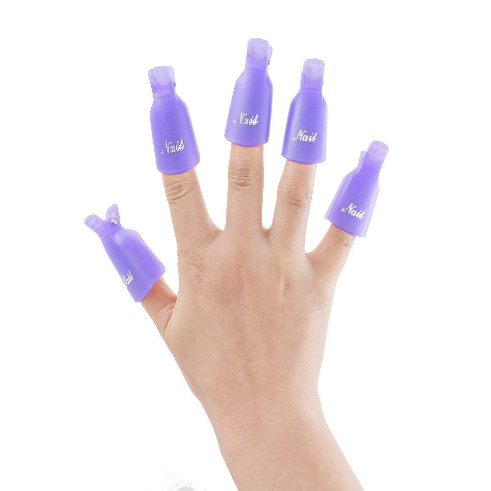 Cosluxe 10Pcs Professional Plastic Acrylic Nail Art Polish Remover Clips UV Gel Wrap Cleaner Soak Off Cap Clip white - Image 3
