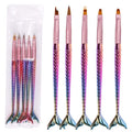 NAILWIND 5pcs Acrylic Nail Art Brush Set - Multicolor Nylon Round Heads - Plastic Handle - UV Gel Builder & DIY Tools