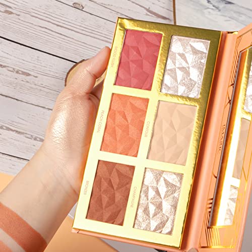 COSLUXE IMAGIC PROfessional Makeup Pallete for women Girls, 6 COLOR HIGHLIGHT,BLUSH AND CONTOUR PALETTE 24g - Image 4