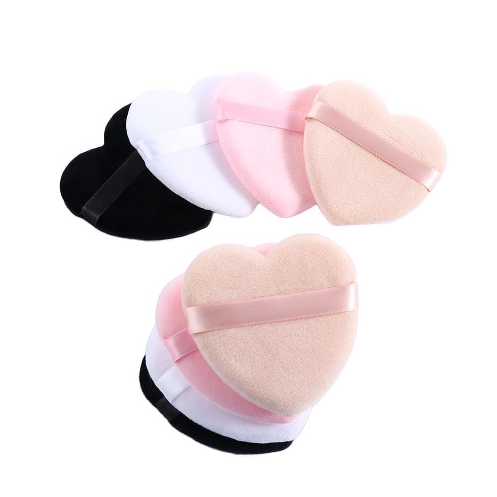 COSLUXE Heart Shape Makeup Sponge Puff - Round and Triangle Design for Cream, Blush, and Foundation Application - Multicolored Beauty Blender Puff 4Pcs - Image 3
