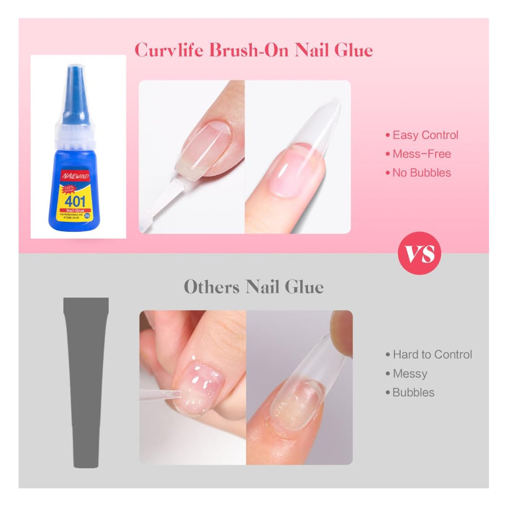 NAILWIND Brush On Nail Glue for Press On Nails, 401 Extra Strong Nail Glue for Acrylic Nails Fake Tips, Waterproof for Long Lasting Bond, Professional 1 PCS - Image 5