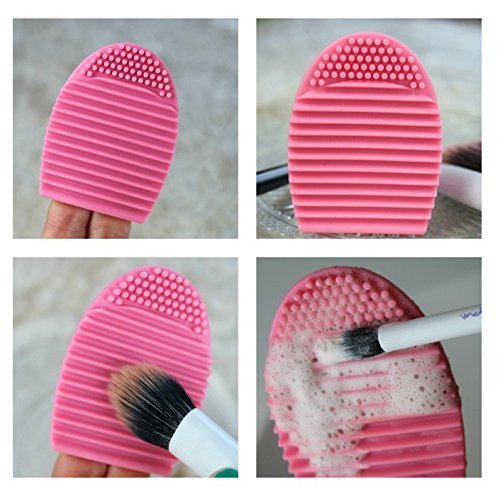 COSLUXE Brush Cleaning Mat, Silicone Makeup Cleaning Brush Scrubber Mat Portable Washing Tool Cosmetic Brush Cleaner (Egg Shaped 1 Pcs) - Image 3