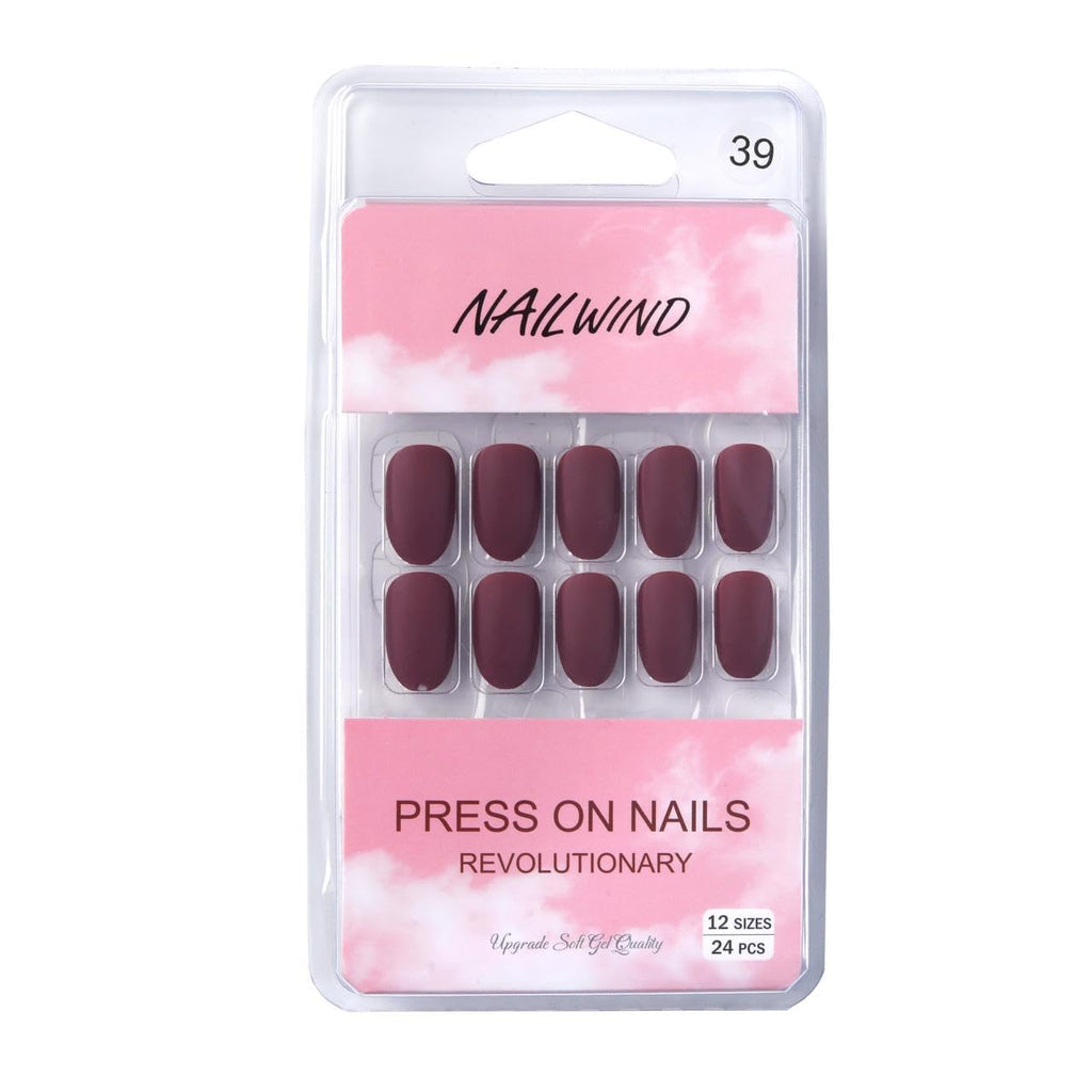 NAILWIND 24pcs Press on Nails | Matte Natural French Short False Nails | Acrylic Full Cover Nails | Natural Fake Nails Delicate & Comfortable for Women and Girls (V-39) - Image 5
