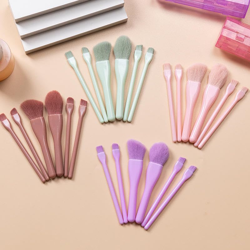 COSLUXE Makeup Brush Set of 6, Premium Design for Easy, Precise Application on Face, Eyes, and Brows | 6 in 1 Brush Box Cruelty-Free, Super Soft Bristles Multicolored