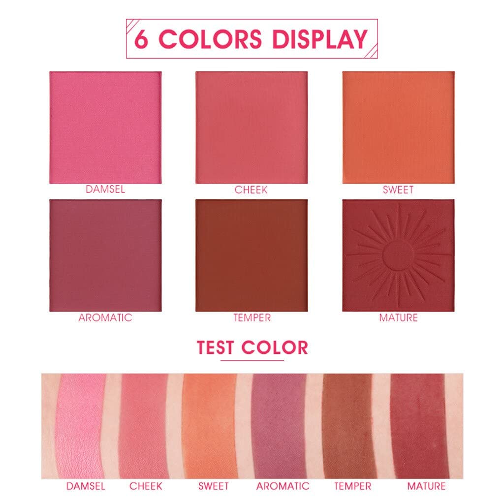 COSLUXE 6 Color Touch Blush Palette 20g – Matte & Shimmer Face Blush for Girls and Women, Long-Lasting, Easy Blend Powder Blusher for Daily & Party Makeup - Image 2