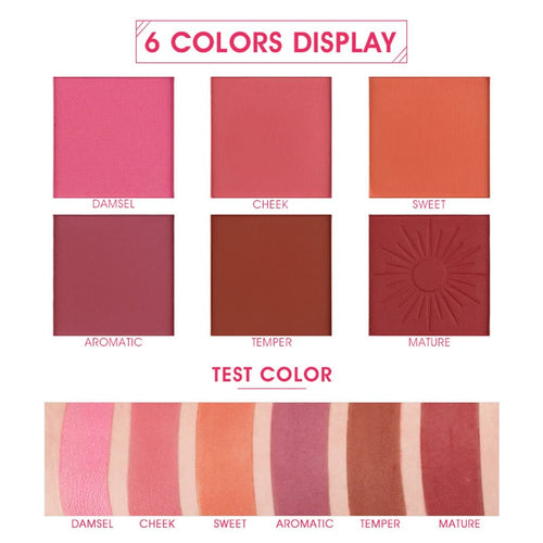 COSLUXE 6 Color Touch Blush Palette 20g – Matte & Shimmer Face Blush for Girls and Women, Long-Lasting, Easy Blend Powder Blusher for Daily & Party Makeup - Image 2